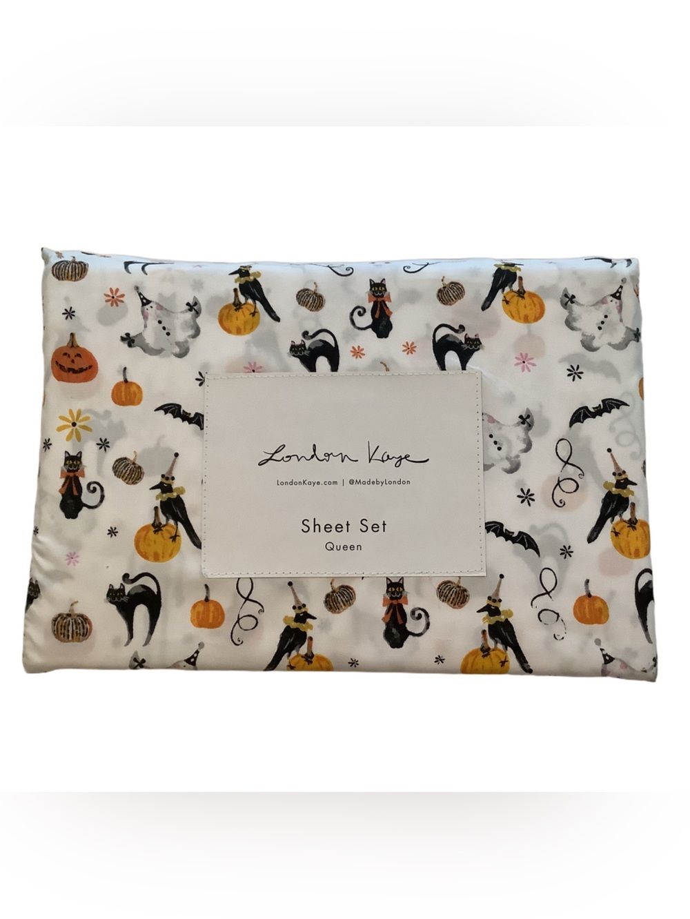London Kaye Halloween 4 Piece Queen Sheet Set New